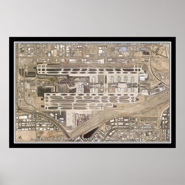 Phoenix Sky Harbor Intl Airport Satellite Map Poster (Front)