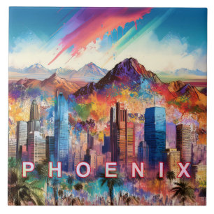 Phoenix Skyline Art Ceramic Tile