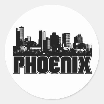 Phoenix Skyline Classic Round Sticker by TurnRight at Zazzle