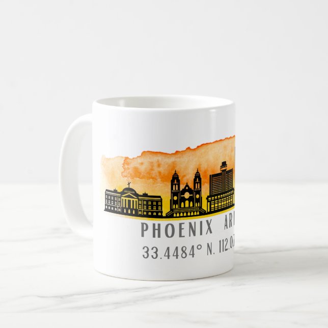 Phoenix Skyline Map Coordinates  Coffee Mug (Front Left)