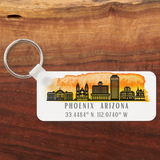 Phoenix Skyline Map Coordinates  Keychain (Back)
