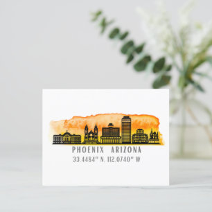 Phoenix Skyline Map Coordinates Postcard