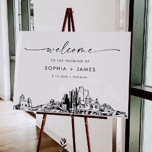 Phoenix Skyline Modern Wedding Welcome Foam Board
