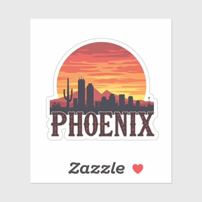 Phoenix Skyline Sunset  Desert Cityscape Design Sticker (Sheet)