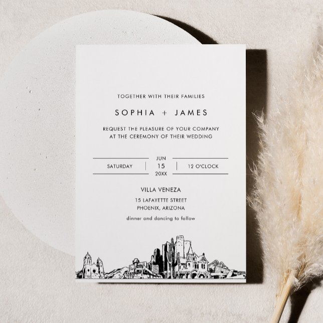 Phoenix Skyline Wedding Invitation with Photo (Creator Uploaded)