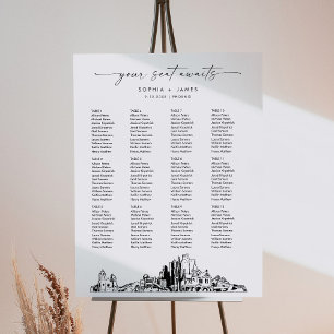 Phoenix Skyline Wedding Seating Chart 18x24 Foam Board