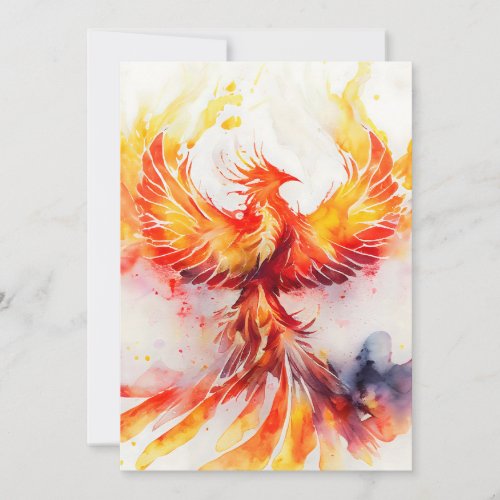 Phoenix Spreading its Wings Rising from the Ashes Holiday Card