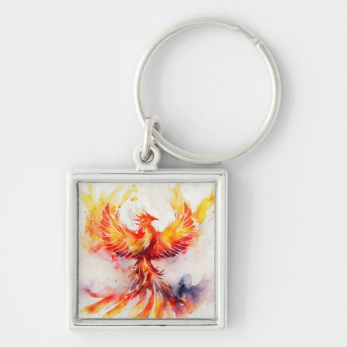 Phoenix Spreading its Wings Rising from the Ashes Keychain