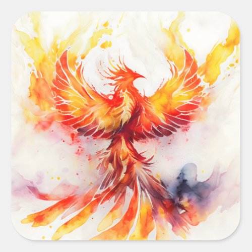 Phoenix Spreading its Wings Rising from the Ashes Square Sticker