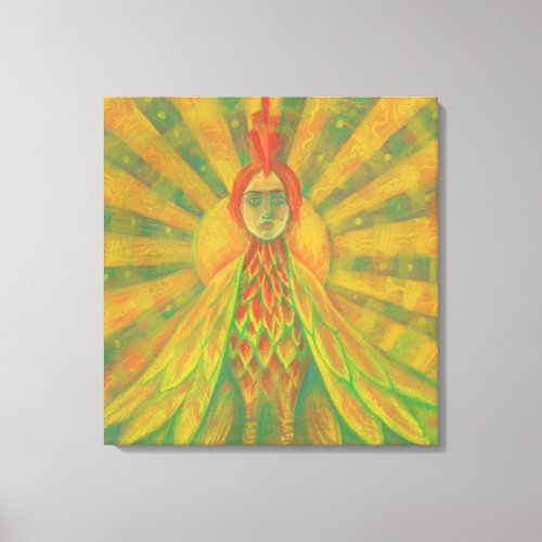 Phoenix Sun Bird Woman Goddess Fantasy Surrealism Canvas Print