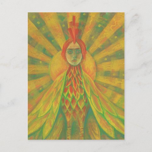Phoenix Sun Bird Woman Goddess Fantasy Surrealism Postcard