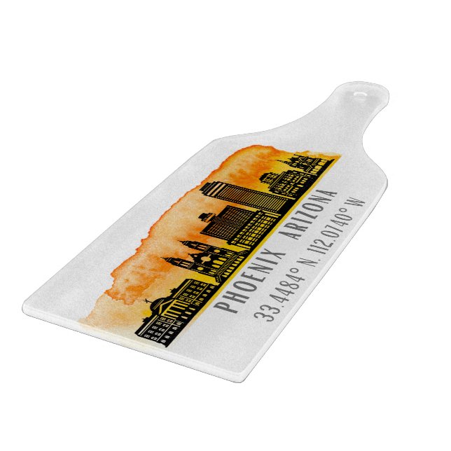 Phoenix Sunset Skyline Map Coordinates  Cutting Board (Corner)