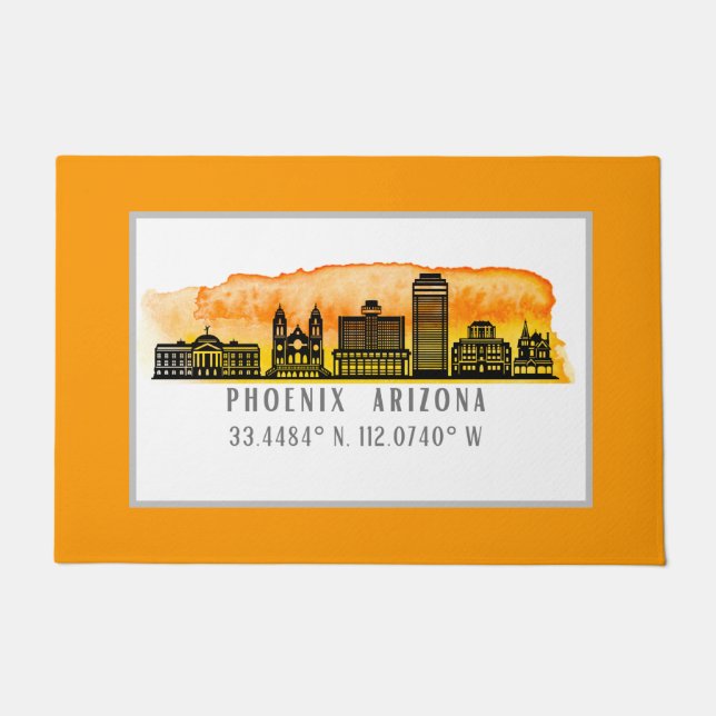 Phoenix Sunset Skyline Map Coordinates  Doormat (Front)