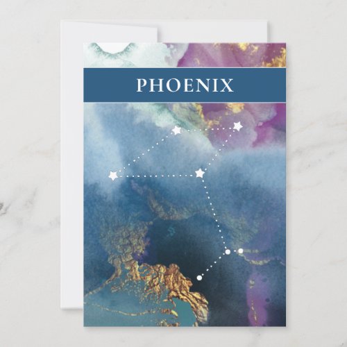 Phoenix Table Sign Celestial Watercolor Theme Invitation