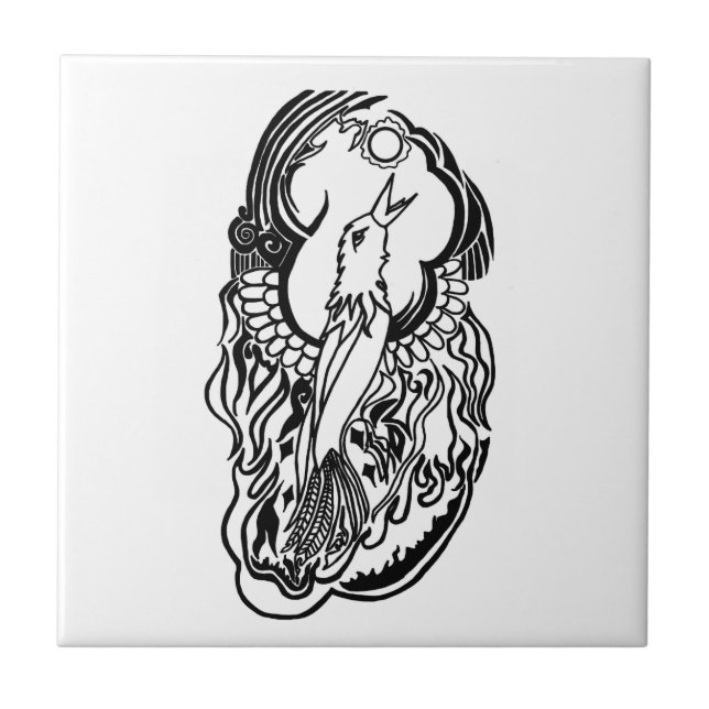 Phoenix Tattoo Ceramic Tile (Front)