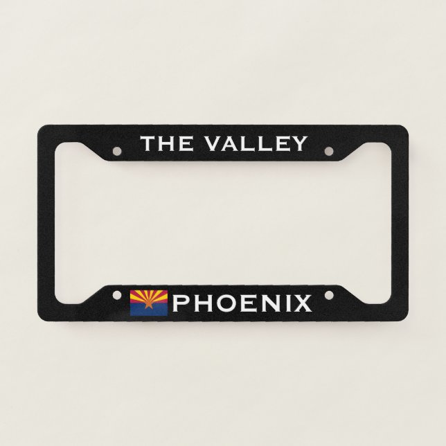 Phoenix The Valley Arizona Flag Black  License Plate Frame (Front)