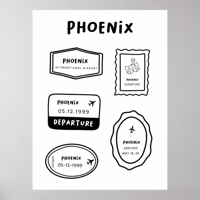 Phoenix - Travel Stamp Collection | Minimalist Poster (Front)