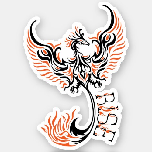 PHOENIX Tribal art _ Black and Orange Sticker