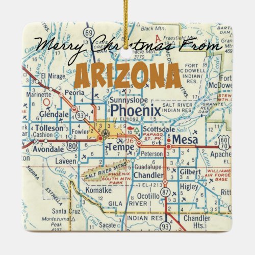 Phoenix Vintage Map Ceramic Ornament
