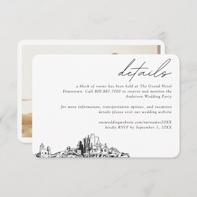 Phoenix Wedding Hotel Room Block Details Enclosure Card (Front/Back)