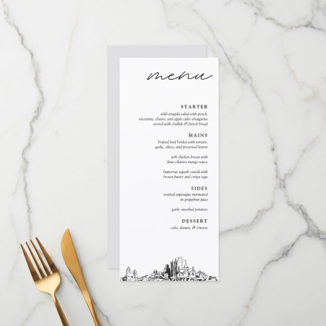 Phoenix Wedding Reception Dinner Menu (Front/Back In Situ)
