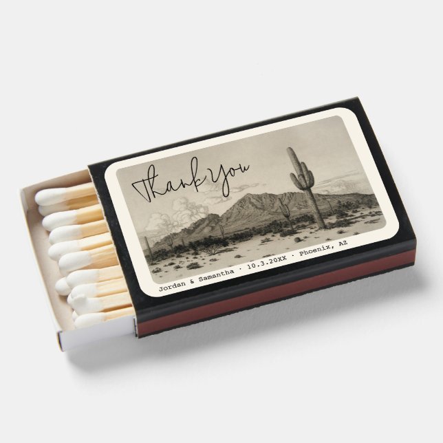 Phoenix Wedding Vintage Postcard Matchbox Favors Matchboxes (Front Open)