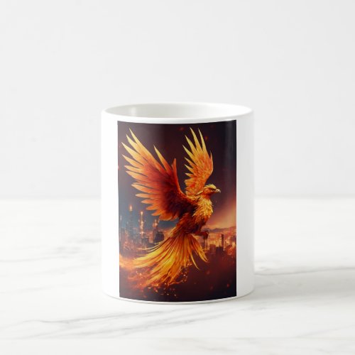 Phoenix with swirling flames coffee mug