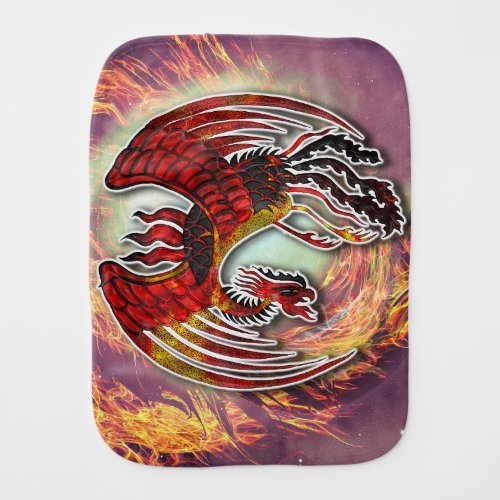 Phoenixs Resurgence Rising from Lifes Flame Baby Burp Cloth