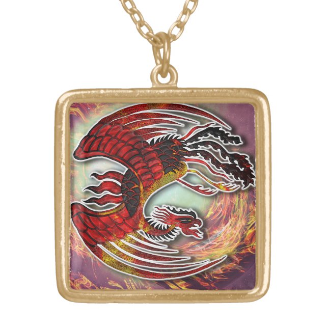 Phoenix's Resurgence: Rising from Life's Flame Gold Plated Necklace (Front)