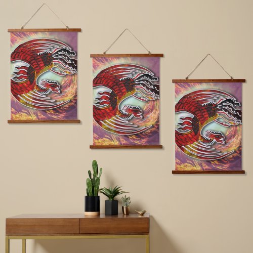 Phoenixs Resurgence Rising from Lifes Flame Hanging Tapestry