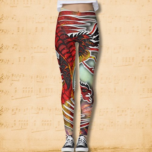 Phoenixs Resurgence Rising from Lifes Flame Leggings