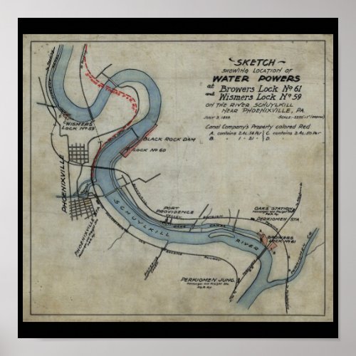 Phoenixville Mont Clare Schuylkill Canal PA 1899 Poster