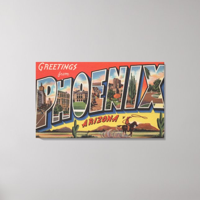 Phoeniz, Arizona - Large Letter Scenes Canvas Print (Front)