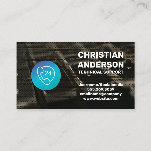 Phone 24 Icon | Tech Service Business Card (Front)