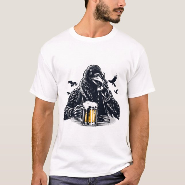 Phone beer crow art design  T-Shirt (Front)
