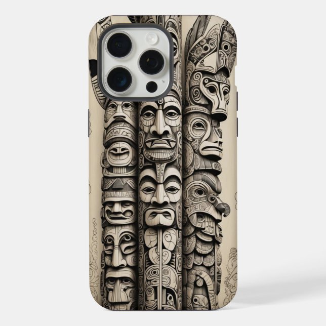 Phone Bone Scrimshaw Totem iPhone Case (Back)