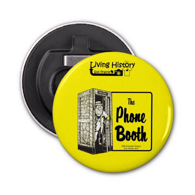 Phone Booth Bar Button Bottle Opener (Front)