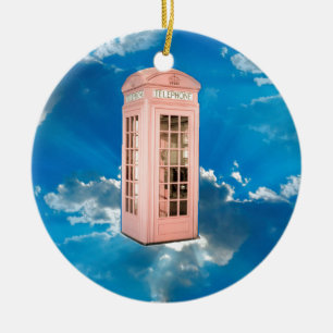 phone booth ceramic ornament