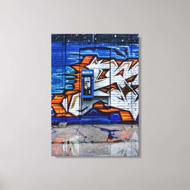 Phone Booth No 12 Color Version Reflection Canvas Print (Front)
