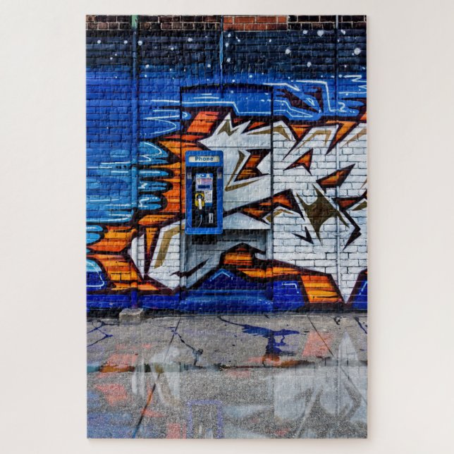 Phone Booth No 12 Color Version Reflection Jigsaw Puzzle (Vertical)