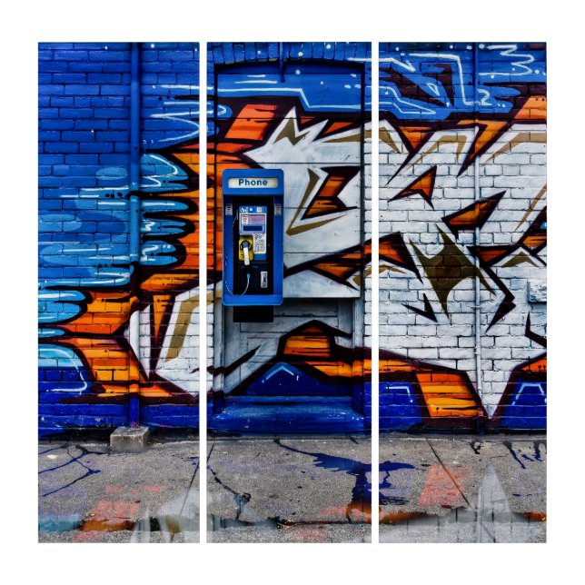 Phone Booth No 12 Color Version Reflection Triptych (Front)