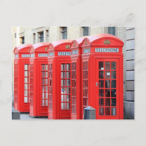 Phone Booths in London England Postcard