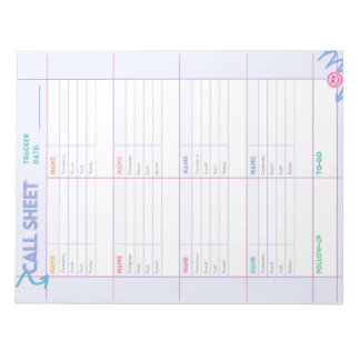 Phone Call Tracking Notepad
