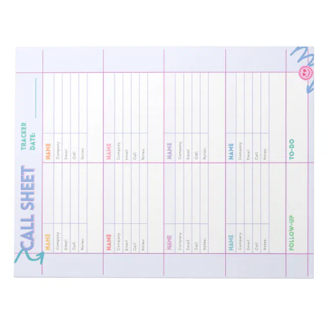 Phone Call Tracking Notepad | Zazzle