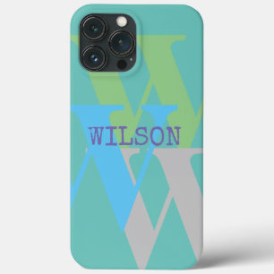 phone case blue minimal monogram custom name 