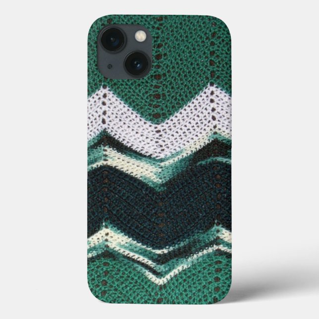 Phone Case - Crocheted Chevron in Green (Back)