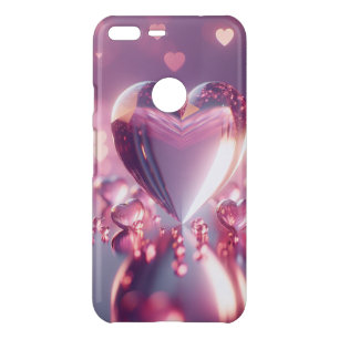  Phone Case Design with Pink Heart Pixel Art