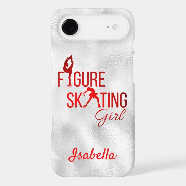 Phone case Figure skating girl red silver (Back)