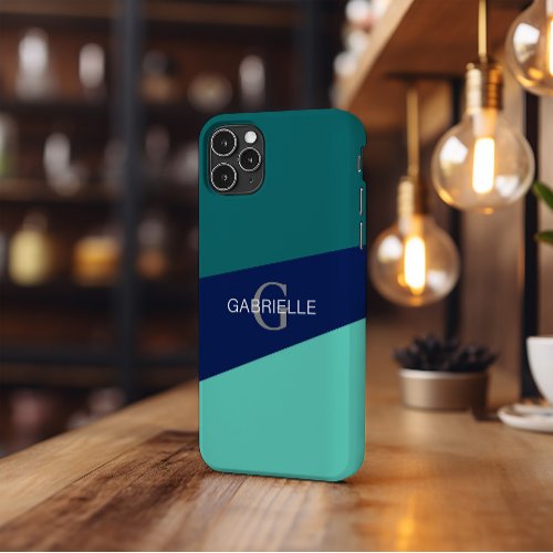 Phone Case Green Blue Personalized Name iPhone 13 Pro Case