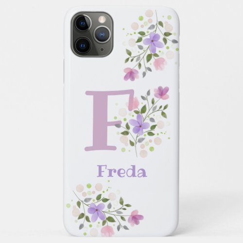 Phone Case Initial Plus Name  Floral Design